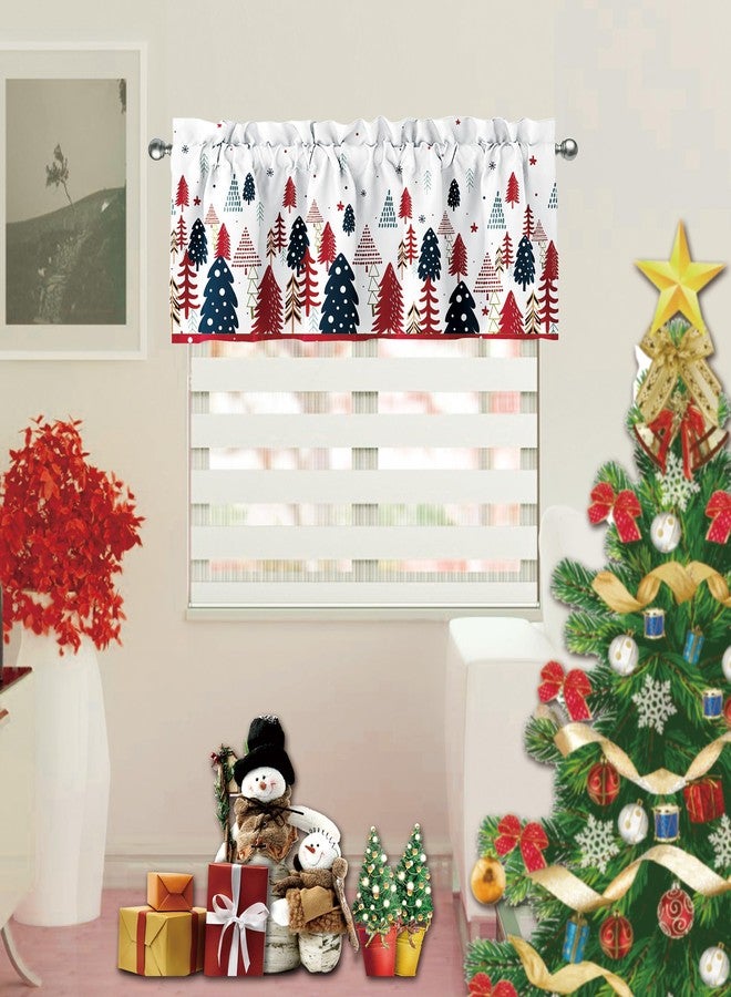Deztibos Christmas Window Valance, 52x18 Inch Christmas Tree Snowflake Curtains Valance with Rod Pocket Winter Colorful Doorway Decoration for Kitchen Bathroom Living Room Bedroom - Image 2